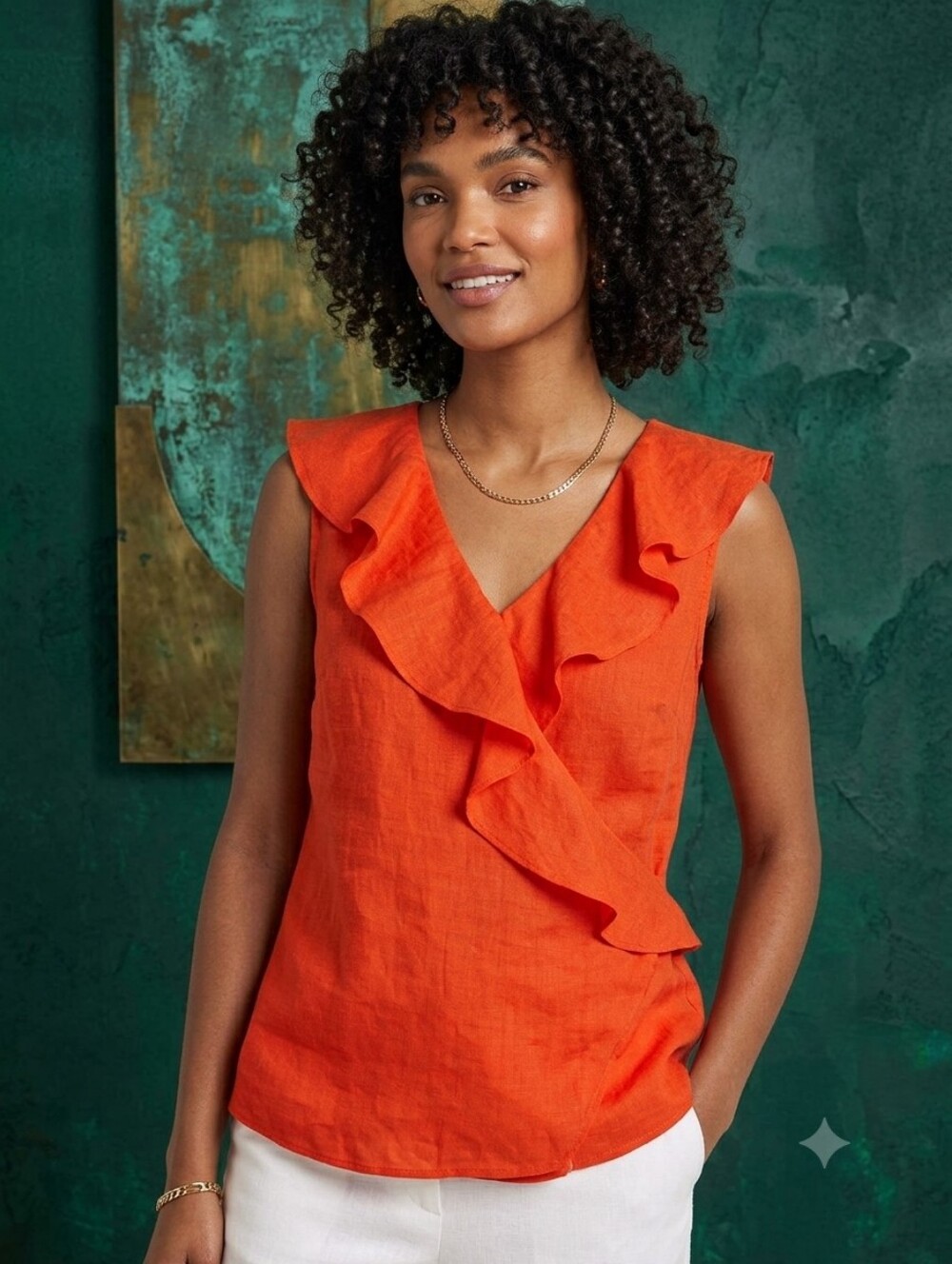 Boden Vibrant Red Ruffle Blouse